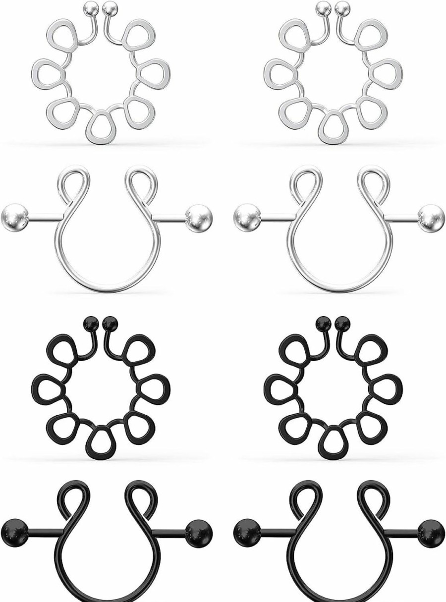 Kadogohno Kadogohno Fake Nipple Piercing, Fake Nipple Rings, Fake Nipple Ring, Nipple Rings Non Piercing, Fake Nipple Piercings, Faux Nipple Piercing Faux Body Piercing Jewelry