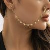 Missgrace Missgrace Boho Indian Dainty Simple Silver Gold Chain Star Sexy Nose Rings Earrings Hoop Chain 2 Tier Tassel Nose Chain Septum Non Piercing Nose Dangle Earrings For Women Faux Body Piercing Jewelry