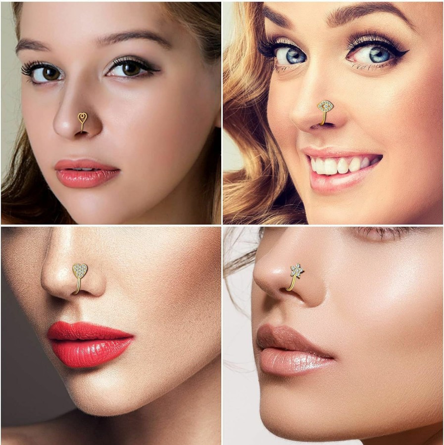 TAMHOO Tamhoo 25 Pcs Multi-Style Fake Nose Rings For Women And Men -Gold Plated Copper African Nose Cuff Non Piercing For Teen Grirls - Nice Gift For Her On Birthday/Valentines Day/Christmas Faux Body Piercing Jewelry