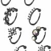 ORAZIO Orazio 8Pcs Fake Nose Ring Hoop Stainless Steel Faux Nose Rings Paved Cz Clip On Nose Ring Non Piercing Nose Cuff Fake Nose Hoops For Women Faux Body Piercing Jewelry