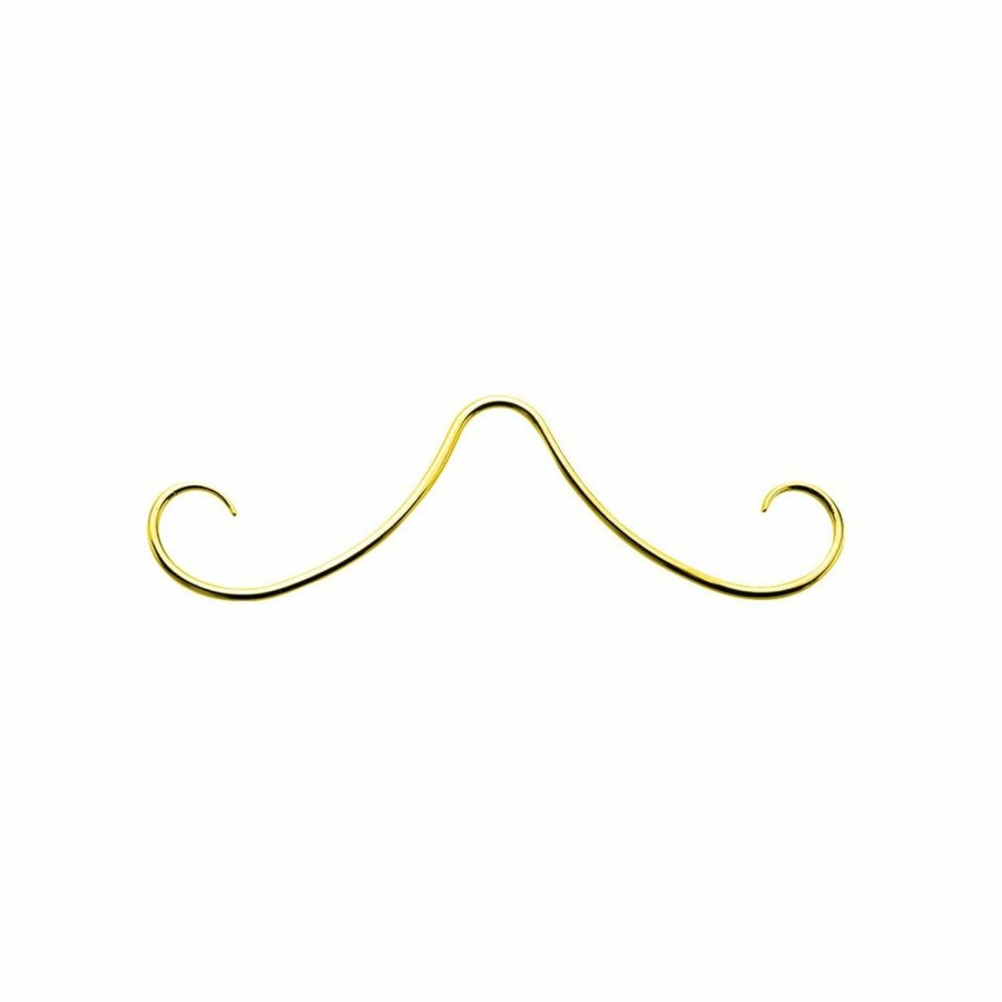 BodyJewelryOnline Bodyjewelryonline 1.2Mm Gold Septum Mustache Septum Ring 16G Stainless Steel Moustache Septum Piercing Nose Ring Septum Jewelry Faux Body Piercing Jewelry