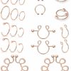 SCERRING Scerring Fake Nipple Ring Stainless Steel Face Non-Piercing Nipple Rings Clip On Nipplerings Faux Body Piercing Jewelry For Women Men 11 Pairs Faux Body Piercing Jewelry