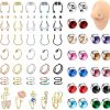 IRONBOX Ironbox Fake Nose Ring Magnetic Nose Ring Faux Magnetic Septum Nose Ring Studs Hoops Fake Nose Piercings Nose Cuffs Magnet Faux Pretend Nose Ring Faux Body Piercing Jewelry