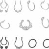 JDXN Jdxn11Pcs Fake Septum Nose Rings Hoop Rings Body Piercing Jewelry Lip Ear Nose Ring For Women Men Faux Body Piercing Jewelry