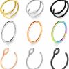 Frodete Frodete Nose Rings 9Pcs Hoop Nose Rings Double Hoop Rrings For Single Piercing Gold Nose Rings Closed Round Ear Clip Cute Nose Hoop Rings Faux Body Piercing Jewelry