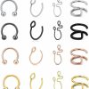 BELLNA Bellna Fake Nose Rings, Fake Septum Fake Nose Ring Horseshoe Stainless Steel Magnetic Nose Rings For Women Men Colorful, Fake Nose Rings Septum Rings Non-Pierced Clip On Nose Hoop Rings Jewelry Faux Body Piercing Jewelry