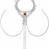 Eyraevor Fake Nipple Ring Rhinestone Non Piercing Nipple Rings Clip On Nipplerings With Choker Necklace Nipple Clamps With Chain Faux Body Piercing Jewelry For Women (Silver 1) Faux Body Piercing Jewelry