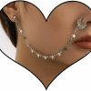 Kenjudess Kenjudess Punk Nose To Ear Chain Non Piercing Fake Septum Rings Indian Belly Dance Nose Nail Ring Hoops For Women Teens Girls Faux Body Piercing Jewelry