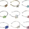 Vctitil Vctitil 9 Pcs Hoop Nose Ring Punk Fashion Body Jewelry Party Dress Piercing Jewelry Ear Clip Stud Ring Flower Nostril Rhinestone Ring Faux Body Piercing Jewelry