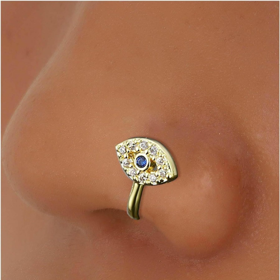 Sttiafay Sttiafay Boho Crystal Evil Eye Nose Ring Gold Fake Septum Nose Rings U Shaped Clip On Nose Stud Cz Eye Nose Ring Cuff Evil Eye Non Piercing Nose Ring Jewelry For Women And Girls Faux Body Piercing Jewelry