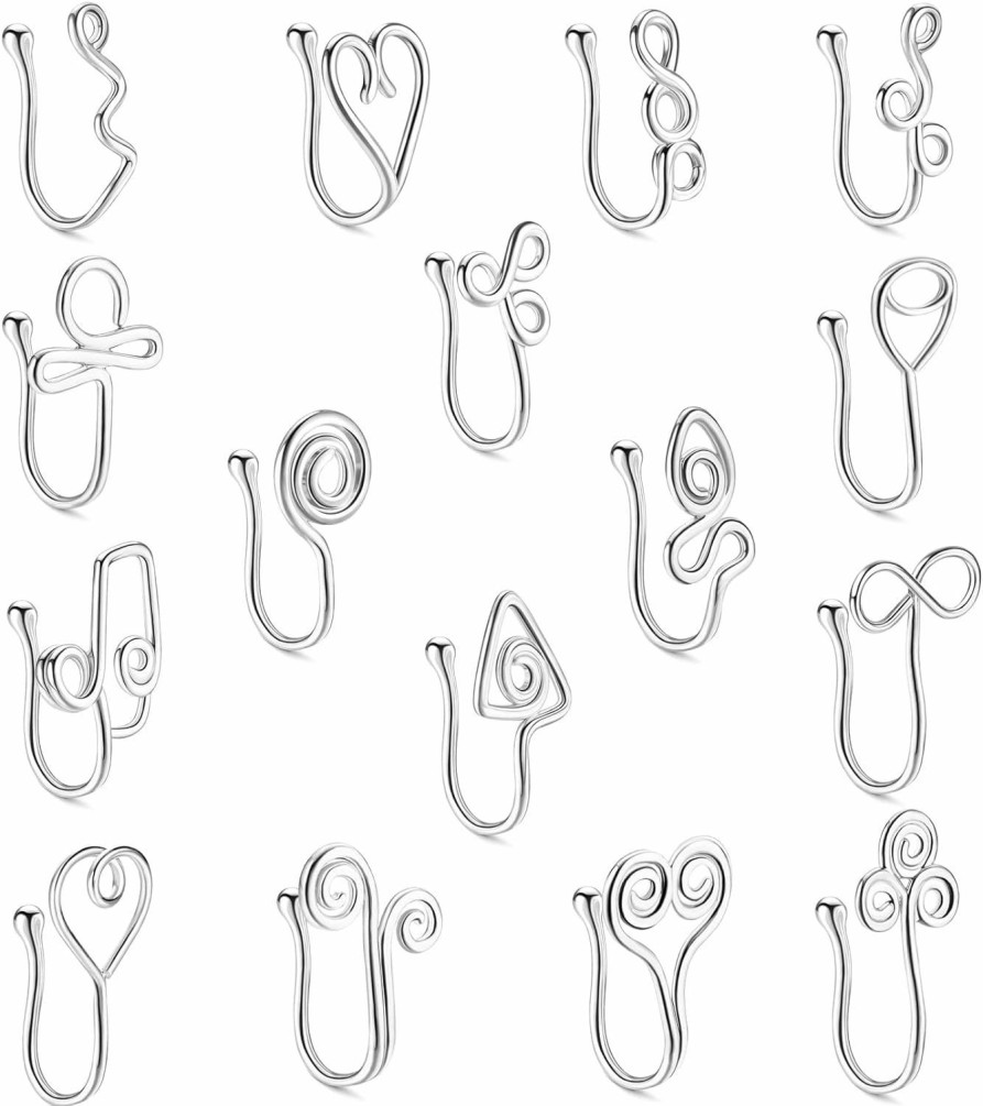 VALDEAS Valdeas 16Pcs Fake Nose Rings African Nose Cuff Non Pierced Faux Nose Rings For Women Clip On Nose Ring Faux Septum Nose Rings Non Piercing Jewelry Ear Cuff Fake Septum Fake Nose Ring Faux Body Piercing Jewelry