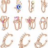 Sundurich Sundurich 11Pcs Fake Nose Ring For Women African Nose Cuff Non Piercing Faux Clip On Dangling Nose Ring Shining Zircon No Pierced Body Jewelry Set Rose Gold Faux Body Piercing Jewelry