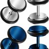 BIG GAUGES Big Gauges 2 Pairs 316L Surgical Steel Dark Blue Anodized 16G Gauge 1.2Mm Fake Plugs O-Rings Piercing Jewelry Ear Cheater Earring Lobe Faux Body Piercing Jewelry