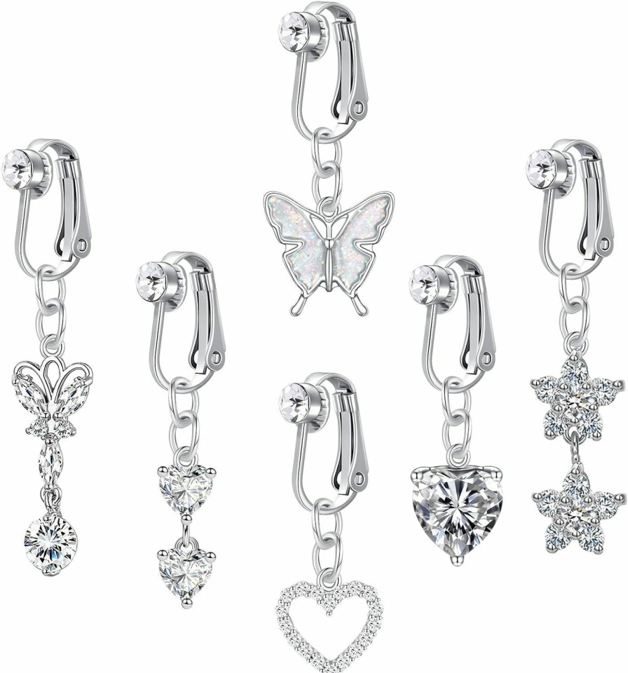 Longita Longita Fake Belly Ring Clip On Belly Button Rings Fake Belly Piercing Belly Button Fake Earrings Fake Belly Button Piercing Faux Body Piercing Jewelry