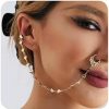 Wiwpar Wiwpar Gold Heart Nose Hoop Chain Rings Non Piercing Nose Rings With Chain Nose To Ear Chain Indian Fake Septum Ring Nose Ring Body Jewelry Nose Dangle Earrings For Women Girls (Style6) Faux Body Piercing Jewelry