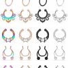 SCERRING Scerring Fake Septum Nose Hoop Rings Stainless Steel Faux Lip Ear Nose Septum Ring Non Piercing Clip On Nose Hoop Rings Body Piercing Jewelry Clear Cz 20Pcs Faux Body Piercing Jewelry