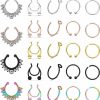 Prjndjw Prjndjw Fake Septum Nose Hoop Rings Stainless Steel Faux Lip Ear Nose Septum Ring Non Piercing Clip On Nose Hoop Rings Body Piercing Jewelry 24/21Pcs Women Man Girl Faux Body Piercing Jewelry