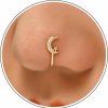 Zeshimb Zeshimb Cz Fake Nose Ring For Women Gold Moon Star Septum Nose Rings Indian U Shaped Clip On Nose Cuff Faux Diamond Moon Star Bendable Nose Ring Stud Non Piercing Body Halloween Jewelry Faux Body Piercing Jewelry