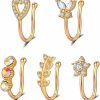 GIVUFUN Givufun 5 Pcs Women Fake Nose Rings Multiple Styles Cubic Zirconia Non Piercing Nose Cuff Faux Body Piercing Jewelry