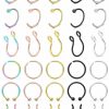 SCERRING Scerring Fake Septum Nose Hoop Rings Stainless Steel Faux Lip Ear Nose Septum Ring Non Piercing Clip On Nose Hoop Rings Body Piercing Jewelry 30Pcs Faux Body Piercing Jewelry