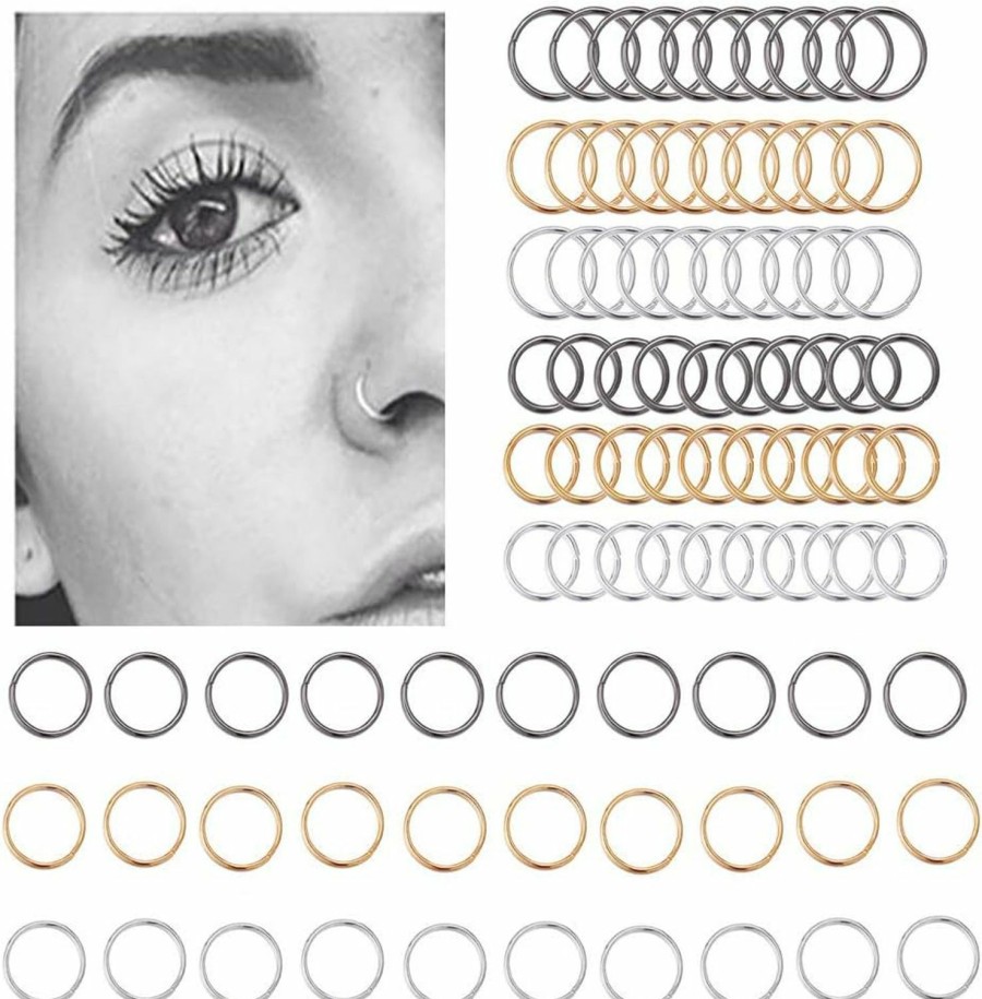 Yudisho Yudisho 60 False Nose Rings,Lip Septum Ring,Tragus Hoop Earring,Cartilage Earring,Non Pierced Clip On Closure Round,Men'S And Women'S Nose Ring,Bendable Faux Body Piercing Jewelry