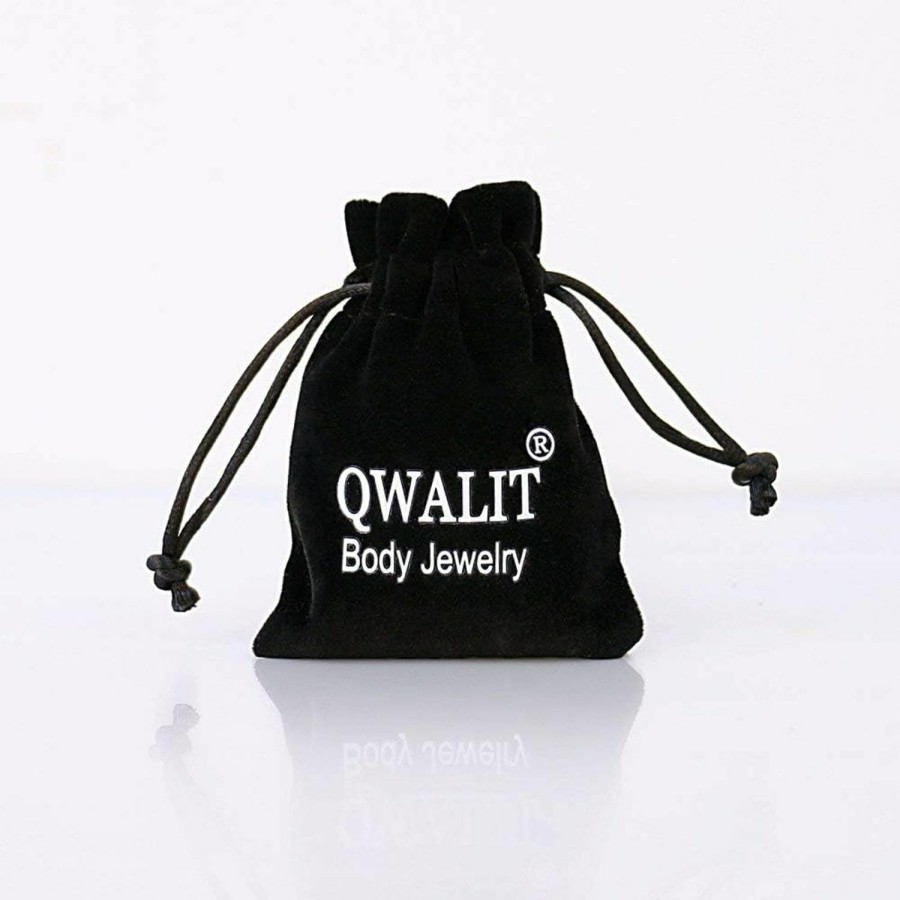 QWALIT Qwalit Fake Belly Piercing Fake Belly Ring Fake Belly Button Piercing Fake Belly Button Ring Clip On Belly Button Rings Fake Belly Rings Clip On Belly Button Piercing Silver Gold Faux Body Piercing Jewelry