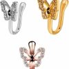 DCFSHEE Dcfshee 3Pcs Fake Nose Ring U-Shaped Nose Ring For Women Diamond Butterfly Stud,African Nose Cuff Cz Non Pierced Jewelry,Adjustable Ear Cuff Fake Piercings Faux Body Piercing Jewelry