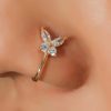 Zeshimb Zeshimb Crystal Butterfly Nose Ring Gold Fake Septum Nose Rings Tiny Butterfly Nose Rings Studs U Shaped Clip On Nose Stud Bendable Nose Ring Studs Jewelry For Women And Girls Faux Body Piercing Jewelry