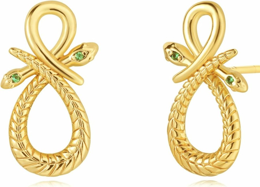 MEVECCO Mevecco Gold Snake Earrings For Women 18K Gold Plated Dainty Snake Shaped Charm Huggie Hoop Earrings Small Tiny Vintage Minimalist Dangling Long Snake Dangle Drop Hoop Huggie Earrings Snake Jewelry Faux Body Piercing Jewelry