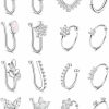 DOLOTTA Dolotta 12-16Pcs Nose Cuff Fake Nose Ring Hoop Clip On Nose Ring Cz Dangle Fake Nose Ring Cartilage Tragus Ring Nose Cuff Non Piercing For Women Men Faux Body Piercing Jewelry