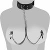 IGEUZA Igeuza Adjustable Nipple Clips Leather Collar Choker Necklace Body Chain Non-Piercing Nipple Rings Chain For Women Adult Sex Toys Faux Body Piercing Jewelry