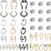 LOREMOW Loremow 40Pcs Stainless Steel Fake Nose Rings For Women Faux Septum Ring Faux Lip Ring Fake Nose Cuff Non Pierced Nose Ring Set Faux Body Piercing Jewelry