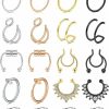 QWALIT Qwalit Fake Nose Ring Fake Septum Fake Nose Rings For Women Fake Nose Piercing Fake Septum Ring Fake Septum Piercing Faux Nose Rings For Women Fake Nose Ring Hoop Fake Lip Ring Faux Body Piercing Jewelry