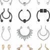 QWALIT Qwalit Fake Nose Ring Fake Septum Fake Nose Rings Faux Nose Rings For Women Fake Nose Piercing Clip On Nose Ring Non Piercing Fake Nose Ring Hoop Men Fake Septum Piercing Fake Septum Ring Faux Body Piercing Jewelry