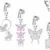 BodyAce Bodyace 4Pcs Fake Belly Rings Dangling Fake Belly Button Ring, Snake Evil Eye Heart Clip On Faux Navel Rings, Devil Butterfly Non Piercing Belly Jewelry Faux Body Piercing Jewelry