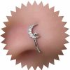 Andelaisi Andelaisi Punk Crystal Moon Clip On Nose Ring Silver Crescent Star Fake Nose Ring Vintage Cz Moon Star Nose Ring Silver Crescent Star Fake Nose Ring Non Pierced Nose Ring Jewelry For Women And Girls Faux Body Piercing Jewelry