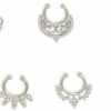 Honbay Honbay 7Pcs Mix Style Silver Fake Septum Clicker Nose Ring Non Piercing Hanger Clip Body Jewelry Faux Body Piercing Jewelry