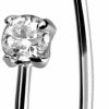 iJewelry2 Ijewelry2 Sterling Silver Lip And Nose Non-Piercing Stud Round Colored Cz Clip-On Bone Ring Faux Body Piercing Jewelry