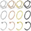 ZS Zs 9-36Pcs Faux Septum Nose Rings For Women Men, Fake Nose Rings Hoop, 316L Stainless Steel Faux Lip Nose Septum Piercing, 8Mm Non-Pierced Clip On Nose Rings Hoop Set Faux Body Piercing Jewelry