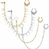 Hicarer 4 Pieces Nose Rings Chain Hoop Chain Fake Nose Ring Chain Non Piercing Nose Rings With Chain Nose To Ear Chain Jewelry Nose Ring Body Jewelry, Gold And Silver Faux Body Piercing Jewelry