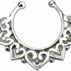 Pierced Owl Pierced Owl 18G Sterling Silver Engraved Tribal Heart Design Clip On Non-Piercing Septum Ring Faux Body Piercing Jewelry