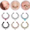 AUOCATTAIL Auocattail Fake Nose Rings, Fake Nose Septum Piercing Hoop Clip-On Stainless Steel Faux Piercing Jewelry Earring Lip Non Pierced For Women Men Faux Body Piercing Jewelry