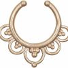 Forbidden Body Jewelry Non-Piercing Septum Jewelry: Rose Gold Plated Flower Petals Clip On Septum Hanger (No Piercing Required) Faux Body Piercing Jewelry