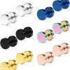 Dyknasz Dyknasz Flat Back Earrings Surgical Steel Mens Womens Stud Earrings Ear Plugs Tunnel Punk Style Piercing Jewelry 6 Pairs 3-6Mm Faux Body Piercing Jewelry