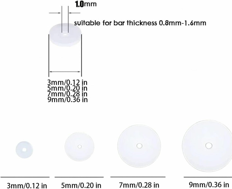 Jewlure Clear Disc Pad Stabilizer Plastic Earring Back Plug, Pressure Silicone Earring For Keloid Treatment Pad Belly Navel Piercing Kit, 3/5/7/9Mm Earlobe Support Patch. Faux Body Piercing Jewelry