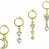 COLORFUL BLING Colorful Bling Fake Clip On Fake Belly Button Rings Set,Cz Moon Star Butterfly Pendant Dangle Navel Rings Surgical Steel Crystal Non Belly Body Piercings Jewelry Faux Body Piercing Jewelry