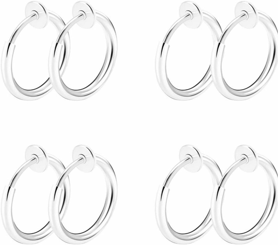 CrazyPiercing Crazypiercing 8 Pcs Of Surgical Steel Clip On Non-Pierced Hoops Fake Nose Lip Ear Rings Piercing Faux Body Piercing Jewelry