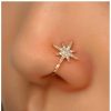 Erimberate Erimberate Punk Crystal Northstar Nose Ring Gold Cz Star Non Piercing Nose Ring Cz Starburst Nose Ring Hoop Rhinestone Star Clip On Nose Ring Jewelry For Women And Girls Gifts Faux Body Piercing Jewelry