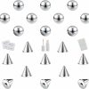 ZS Zs 20Pcs Fake Eyebrow Rings Nose Lip Labret Studs, 4Mm 5Mm Replacement Ball Cone With Eyelash Glue, Non-Piercing Body Jewelry Fake Skin Piercing Faux Body Piercing Jewelry