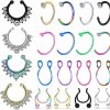 Naomimeier Naomimeier 20Pcs Fake Nose Rings, Fake Septum Fake Nose Ring, Clip On Nose Ring, Faux Nose Ring, Fake Nose Piercings, Fake Lip Ear Nose Septum Rings, Stainless Steel Fake Piercings Faux Body Piercing Jewelry